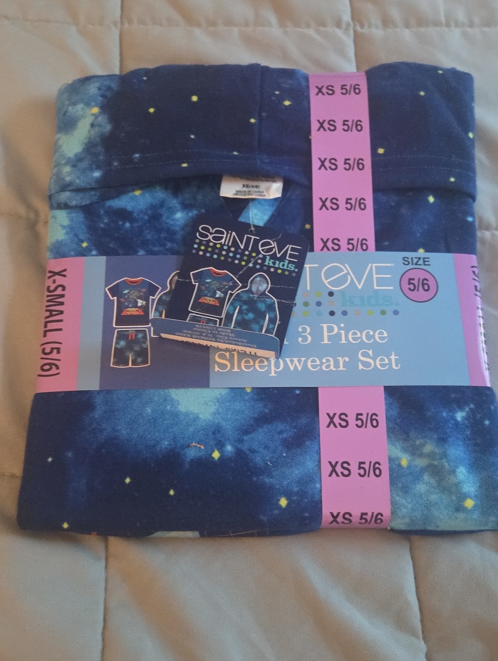 Eddie Bauer Kids Galaxy Print 3-Piece Pajama Set - Navy Blue & Yellow (14)